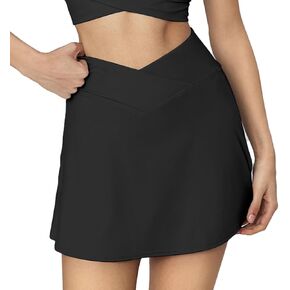 altiland Women's V-Waist Athletic Golf Tennis Skirts with Built in Shorts and Pockets