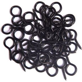 Mariyandh 100PCS 0.59 inches Black Eye Hooks Screw Metal Eye Hooks Small Eyelet Screws(0#,100PCS)