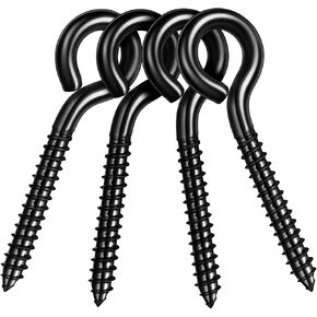 teziicus 8 حزم 3.2 بوصة عيون لولبية سوداء، برغي خطافات للعين في الخدمة الشاقة، مسمار للعين، حلقة براغي طويلة للعين، خطافات متأرجحة لحامل الأرجوحة، كرسي متأرجح، اليوغا، داخلي وخارجي، براغي ذاتية التنصت... in Kuwait