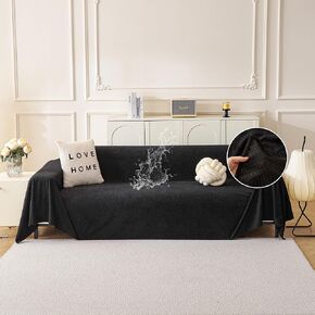 MYSKY HOME Cat Scratch Furniture Protector - Non-Slip, Washable Couch Cover for Dogs - Water Resistant Sofa Slipcovers - Soft Thick Sofa Throw (71" x 118", Chocolate)