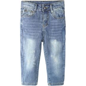 CHUMHEY Little Kid Casual Jeans Elastic Band Inside Ripped Denim Pants