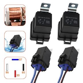 2 Packs 40/30 AMP 12V DC 4-Pin Waterproof Relay and Harness Set - Heavy Duty 14 AWG Tinned Copper Wires - Premium SPDT Bosch Style Automotive Relay by MQparts