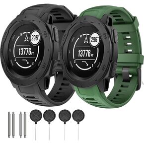 2 Pack Waterproof Band Compatible with Garmin Instinct, 22mm Soft Silicone Replacement Watch Strap for Garmin Instinct 2 / Instinct Esports/Solar/Tactical