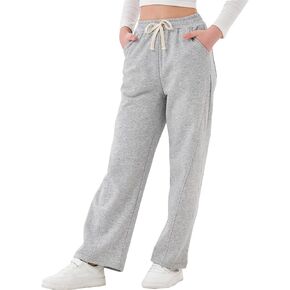 Rolanko Girls Wide Leg Sweatpants Straight Pants for Kids Girls Trousers with Pockets Sweats 4-14 Years