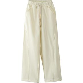 Rolanko Girls Wide Leg Sweatpants Straight Pants for Kids Girls Trousers with Pockets Sweats 4-14 Years