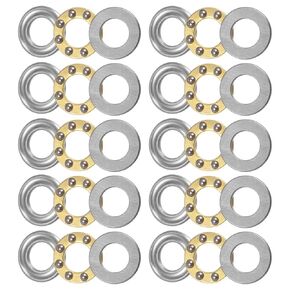 uxcell F8-16M Thrust Ball Bearing 8mm x 16mm x 5mm Brass with Washers ABEC1 10pcs