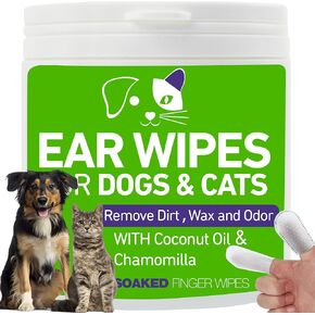 مناديل تنظيف أذن الكلب من يبيسي - مناديل مبللة لتخفيف أذن الحيوانات الأليفة - تزيل الحطام والشمع بلطف - تلطف وتزيل الروائح الكريهة، وتخفف حكة الأذن - 200 منديل مبللة للأصابع (4 عبوات) in Kuwait