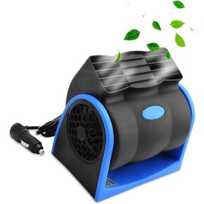 KAGOR 12V Car Fan, No Leaf Quiet Cooling Fan, RV Fan Powerful Ventilation, Squirrel Cage Fan, 2 Speed Electric Dash Fan Air Conditioner with Cigarette Lighter Plug for Auto SUV Vehicle Van