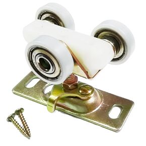 1pcs Sliding Pocket Door Wheels Replacement Top Hanger Rollers Assembly Fit Johnson Part 1125 & 1500 Hardware Kit, Ball Bearing 1 inch Wheel, 220 lb Capacity