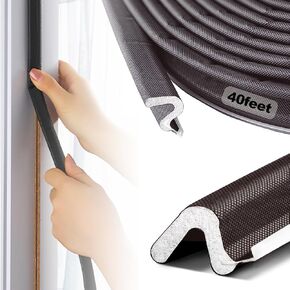 شريط ختم تجريد الطقس للأبواب من إسفنج "Q" من Miookiss، ختم باب تجريد الطقس على شكل حرف V بطول 20 قدم للأبواب والنوافذ، تركيب فتحة للبطاقات وسهل القطع حسب الحجم (القهوة) in Kuwait