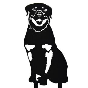 My Metal Rescue Black Powder Coated Metal Rottweiler Dog Silhouette Yard Stake (Small)