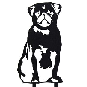 My Metal Rescue Black Powder Coated Metal Pug Dog Silhouette Yard Stake (Large)
