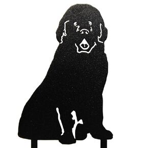 Black Powder Coated Metal Newfoundland Dog Silhouette Yard Stake (Large)