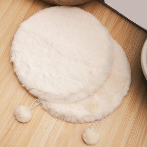 SHENGOCASE 2-Pack 18.9" x 22“ Oval Faux Rabbit Fur Cat Dog Bed Cushion Mat, Cat Tree Tower Replacement Cushion Pad, Pad for Window Perch, Cat Dog Carrier House Cage Crate Kennel Furniture