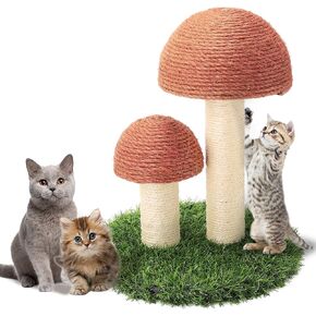 Cat Scratching Post, Mushroom Claw Scratching Post for Kitty, Natural Sisal Cat Scratchers Pole, 15x12 Inch Cat Interactive Toys (Pink)