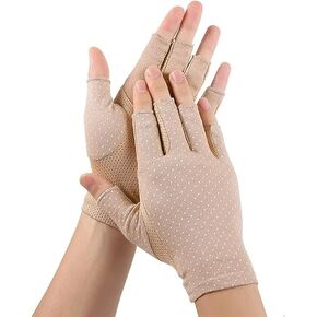 INOGIH Women Sunblock-Fingerless Gloves UV-Sun-Protection Driving Non-Slip Outdoor Gloves for Women Girls