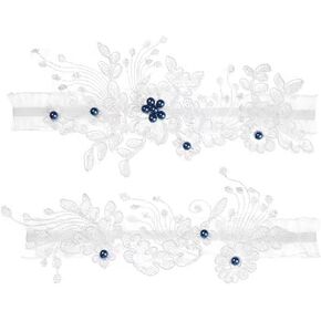 أربطة زفاف، قطعتان من أربطة دانتيل الأقحوان وأربطة زهرية مخيطة يدويًا من اللؤلؤ الصناعي لحفلات زفاف العروس in Kuwait