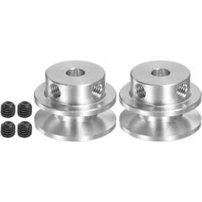 HARFINGTON 2 Sets V-Type Pulley 5mm Bore 22mm Outer Dia Single Groove Aluminum Alloy for 3-5MM PU Round Belt Motor Shaft Drilling Machine