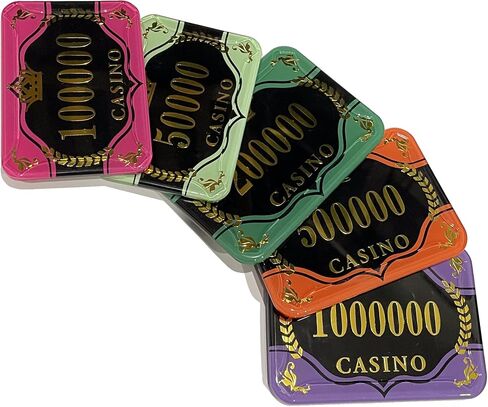 Acrylic Denominated Rectangular Poker Chips Plaques Jetons - 5 Pieces (1,000,000 Purple) in Saudi Arabia