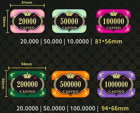 Acrylic Denominated Rectangular Poker Chips Plaques Jetons - 5 Pieces (1,000,000 Purple) in Saudi Arabia
