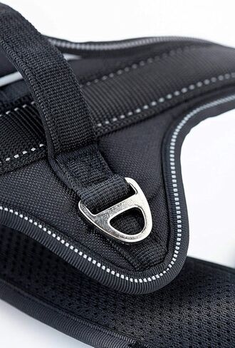 سرج Mighty Paw الرياضي - ملحق أمامي مانع للسحب - بطانة مبطنة من النيوبرين - خياطة عاكسة - خياران لمرفقات المقود - سرج مقاوم للطقس - سرج كلب قابل للتعديل (صغير جدًا، أسود) in Kuwait