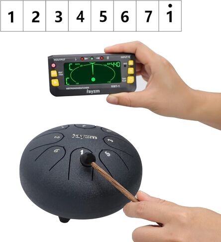 Titanium Steel Tongue Drum with a Carry Bag, 5 Inches (13cm) 8 Notes Diatonic Scale Handpan Tank Drum Kit, Portable C-Key Percussion Instrument. in Saudi Arabia