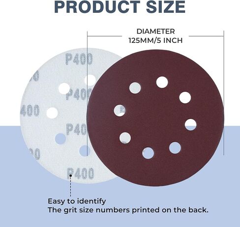 Sanding Discs 110 PCS Sandpaper 5 Inch 8 Hole Sanding Pads 150 Grit Sanding Disc Hook and Loop Round Orbital Sander Pads for Sanding in Saudi Arabia