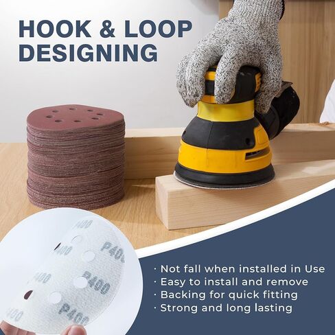 Sanding Discs 110 PCS Sandpaper 5 Inch 8 Hole Sanding Pads 150 Grit Sanding Disc Hook and Loop Round Orbital Sander Pads for Sanding in Saudi Arabia