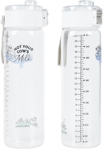 Moose N' Otter Creations Glass Breast Milk Pitcher for Fridge (2 Pack, 21 Oz) Not Your Cow's Milk Pop-Top Breastmilk Storage Bottles w/Expiration Tags & 12 Stickers- Breast Milk Storage Containers in Saudi Arabia