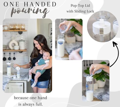 Moose N' Otter Creations Glass Breast Milk Pitcher for Fridge (2 Pack, 21 Oz) Not Your Cow's Milk Pop-Top Breastmilk Storage Bottles w/Expiration Tags & 12 Stickers- Breast Milk Storage Containers in Saudi Arabia