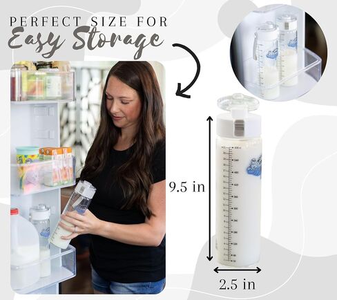 Moose N' Otter Creations Glass Breast Milk Pitcher for Fridge (2 Pack, 21 Oz) Not Your Cow's Milk Pop-Top Breastmilk Storage Bottles w/Expiration Tags & 12 Stickers- Breast Milk Storage Containers in Saudi Arabia