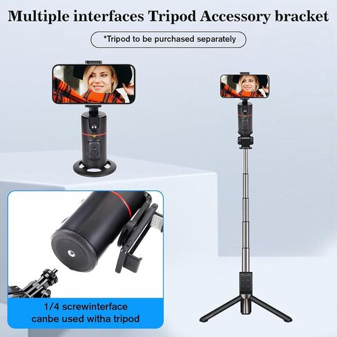Auto Face Tracking Tripod,360°Rotation Phone Camera Mount Smart Shooting Holder with Remote Selfie Stick,No App,Gesture Control,with 2pcs LED Light in Saudi Arabia