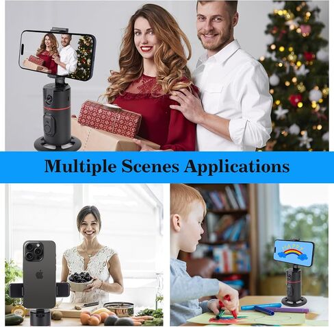Auto Face Tracking Tripod,360°Rotation Phone Camera Mount Smart Shooting Holder with Remote Selfie Stick,No App,Gesture Control,with 2pcs LED Light in Saudi Arabia