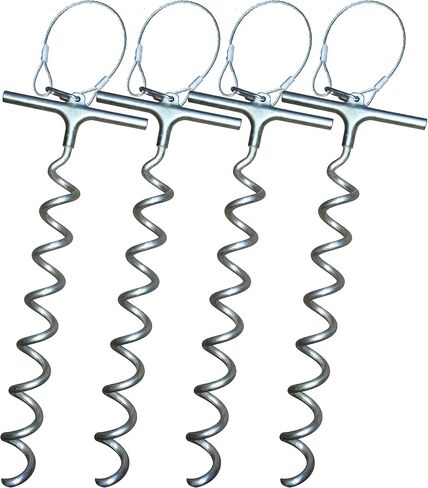 4 in-and-Out Spiral Ground Anchors - 18" Heavy Duty - for securing Canopy, Soccer Goal, Trampoline, Swing Set and More in Saudi Arabia