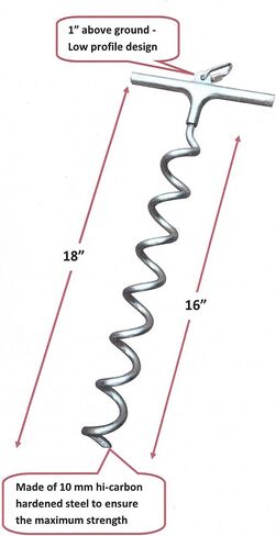 4 in-and-Out Spiral Ground Anchors - 18" Heavy Duty - for securing Canopy, Soccer Goal, Trampoline, Swing Set and More in Saudi Arabia