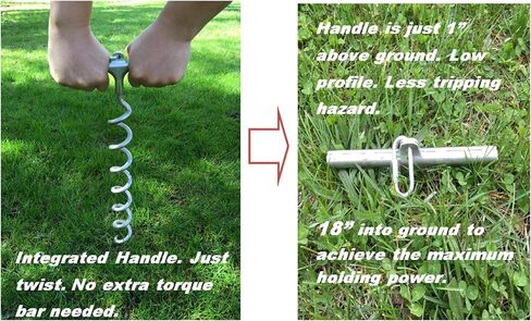 4 in-and-Out Spiral Ground Anchors - 18" Heavy Duty - for securing Canopy, Soccer Goal, Trampoline, Swing Set and More in Saudi Arabia