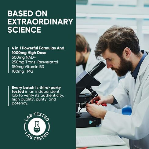 مكمل Topffy NAD+ & Resveratrol، مكمل تعزيز NAD+ للحصول على أقصى قدر من الامتصاص لدعم الطاقة الخلوية والدفاع عن الشيخوخة، 120 كبسولة هلامية in Kuwait