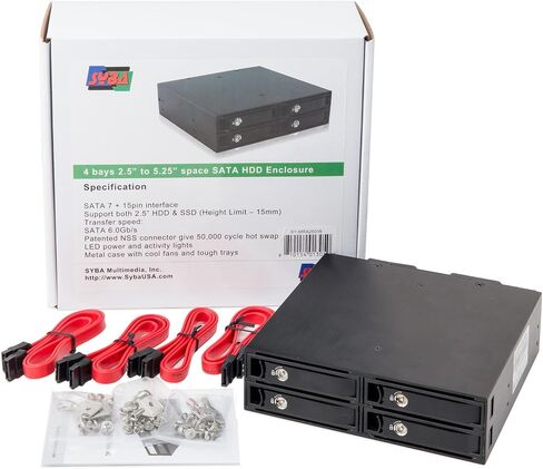 Syba 5.25" Bay Adapter for Slim Optical Drive, 2.5" Trayless Rack for Hard Drives HDD SSD, USB Hub - SY-MRA55005 in Saudi Arabia