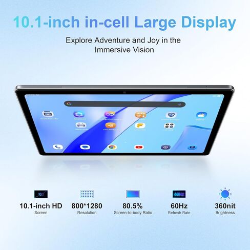 جهاز لوحي Blackview Android 13 مقاس 10 بوصة مع ذاكرة وصول عشوائي سعتها 16 جيجابايت، ومعالج ثماني النواة لعام 2024 بأحدث تحديث مع مساحة تخزين 256 جيجابايت، وواي فاي 5G، وكاميرا مزدوجة 13 ميجابكسل + 5 ميجابكسل، وبلوتوث، ونظام تحديد المواقع العالمي (GMS)، وو in Kuwait