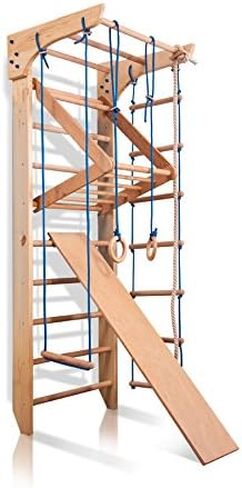 Wood Stall Bar, Wooden Swedish Ladder, Wall Bars for Kids, Kinder-3-240" - Certificate of Safe, Home Gym Gymnastic, Climbing Kids, Indoor Children Playground 94"x31.5" in Saudi Arabia