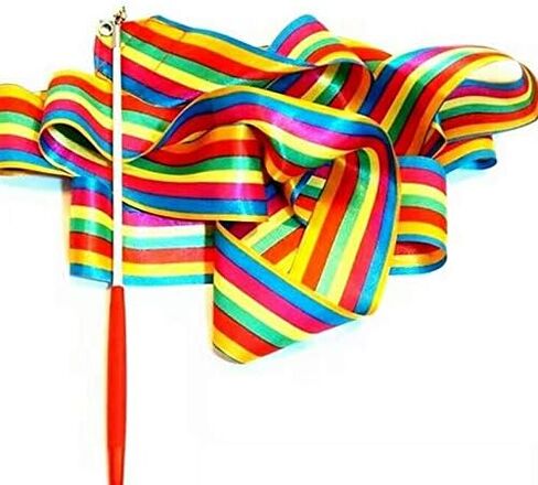 Floratek Dance Ribbon Streamer, 10 Pack 4M Rhythmic Gymnastic Silk Ribbons Wands Rods for Kids Artistic Dancing Baton Twirling in Saudi Arabia