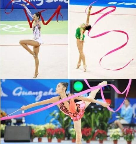 Floratek Dance Ribbon Streamer, 10 Pack 4M Rhythmic Gymnastic Silk Ribbons Wands Rods for Kids Artistic Dancing Baton Twirling in Saudi Arabia