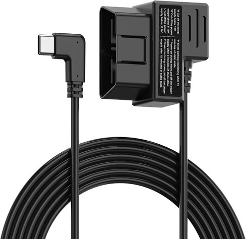 مجموعة الأسلاك الصلبة لكاميرا داش كام، مراقبة وضع ركن السيارة على مدار 24 ساعة، جيروسكوب مدمج ثلاثي المحاور، واجهة OBD، مخرج 3A، واجهة من النوع C، 11.5 قدم، حماية من الجهد المنخفض in Kuwait