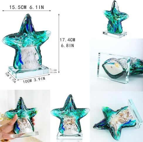 H&D HYALINE & DORA Glass Blown Art Sea Shell Paperweight, Hand Blown Glass Seashell Fish Tank Paperweight Gift in Saudi Arabia