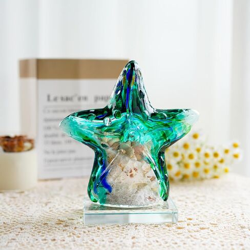 H&D HYALINE & DORA Glass Blown Art Sea Shell Paperweight, Hand Blown Glass Seashell Fish Tank Paperweight Gift in Saudi Arabia