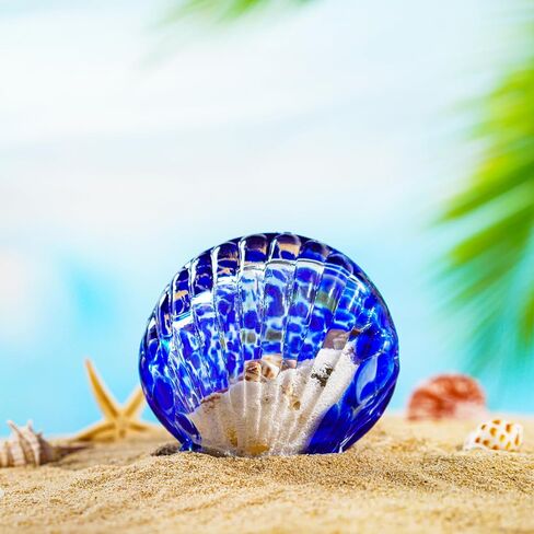 H&D HYALINE & DORA Glass Blown Art Sea Shell Paperweight, Hand Blown Glass Seashell Fish Tank Paperweight Gift in Saudi Arabia