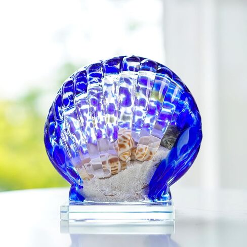 H&D HYALINE & DORA Glass Blown Art Sea Shell Paperweight, Hand Blown Glass Seashell Fish Tank Paperweight Gift in Saudi Arabia