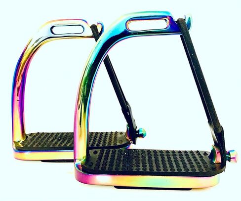 Lenza Peacock Rainbow الركاب اللامع لركوب الخيل S/الصلب السلامة الركاب 4.75 "هدايا شخصية مثالية له لها in Kuwait