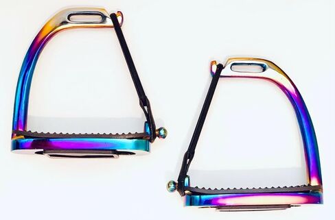 Lenza Peacock Rainbow الركاب اللامع لركوب الخيل S/الصلب السلامة الركاب 4.75 "هدايا شخصية مثالية له لها in Kuwait