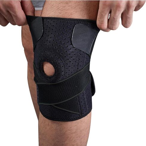 MIR0ESETH New Professional Adjustable Sports knee sleeve, Thickened SBR Core Shock Absorption, 3D Circular Wrap, Designed Specifically for Safe Exercise to Reduce Injuries (Black) in Saudi Arabia